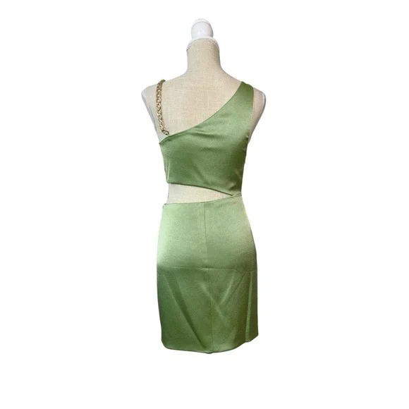NWT Alice + Olivia Revolve Women's Green One-Shoulder Cutout Karoline Dress 2 - Picture 5 of 15